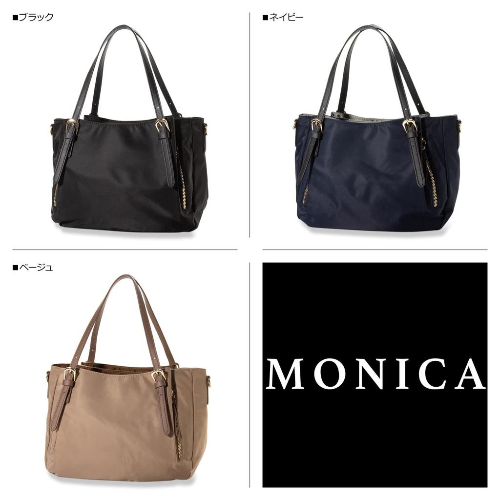Tote Antibacterial Nylon Tote Size Black [Monica] Bag, 2-Way Bag, S, Women's, MONI1004, (10)