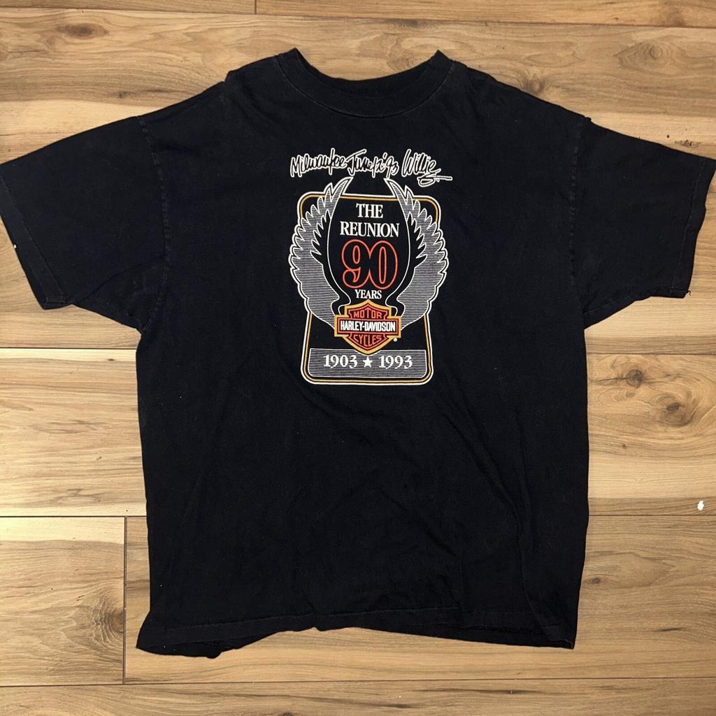 Harley Davidson T-Shirt 90 Years Willie G Milwaukee Sz XL Single Stitch Unisex T-Shirt