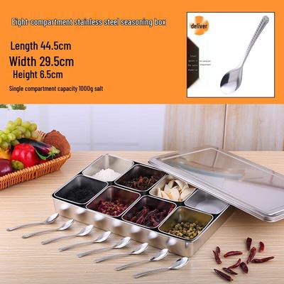 Ally Japanese 304 Stainless Steel 8-Compartment Spice Box Set