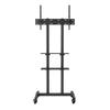 Mobile TV Stand, Mobile TV Cart for 32 to 70 inch TVs, Height Adjustable Portable TV Stand with Wheels, Double Tray for Audio-Visual Devices, Rolling