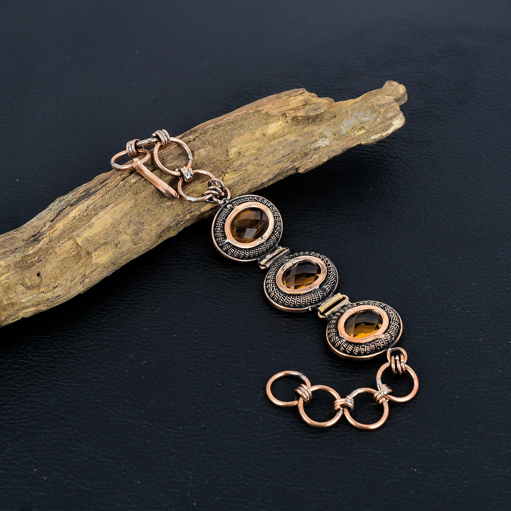 

Украшения из драгоценных камней Медовый Топаз, Браслет-бангл, регулируемый, обернутый медной проволокой 999 пробы, Ручная работа, Новый браслет, Серебряные украшения для подарков