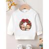 Christmas Wreath and Gingerbread for Man Print, Girls' Comfortable Thin Crew Neck Sweatshirt for Spring and Autumn