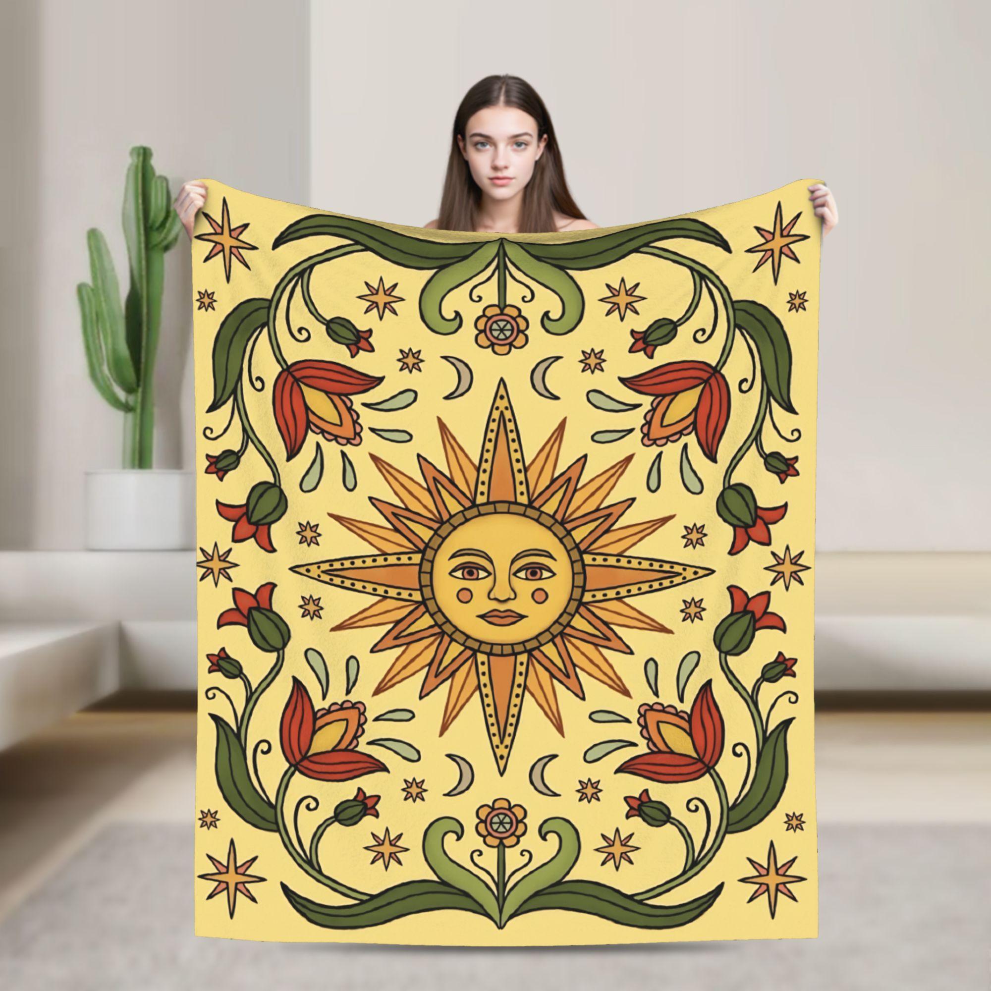 

Border Painting Art Sun Flannel Blankets Winter Soft Throw Blanket for Children Home Decor Aesthetic Bedspread Sofa Bed Cover 75cmx90cm