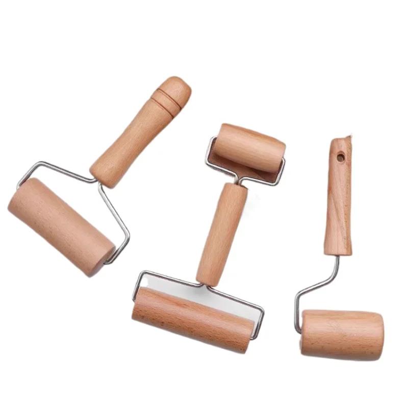 1 Rolling Pin and Pizza Toaster Drum, Wooden Baking and Crushing Nut Biscuits, Kitchen Utensils