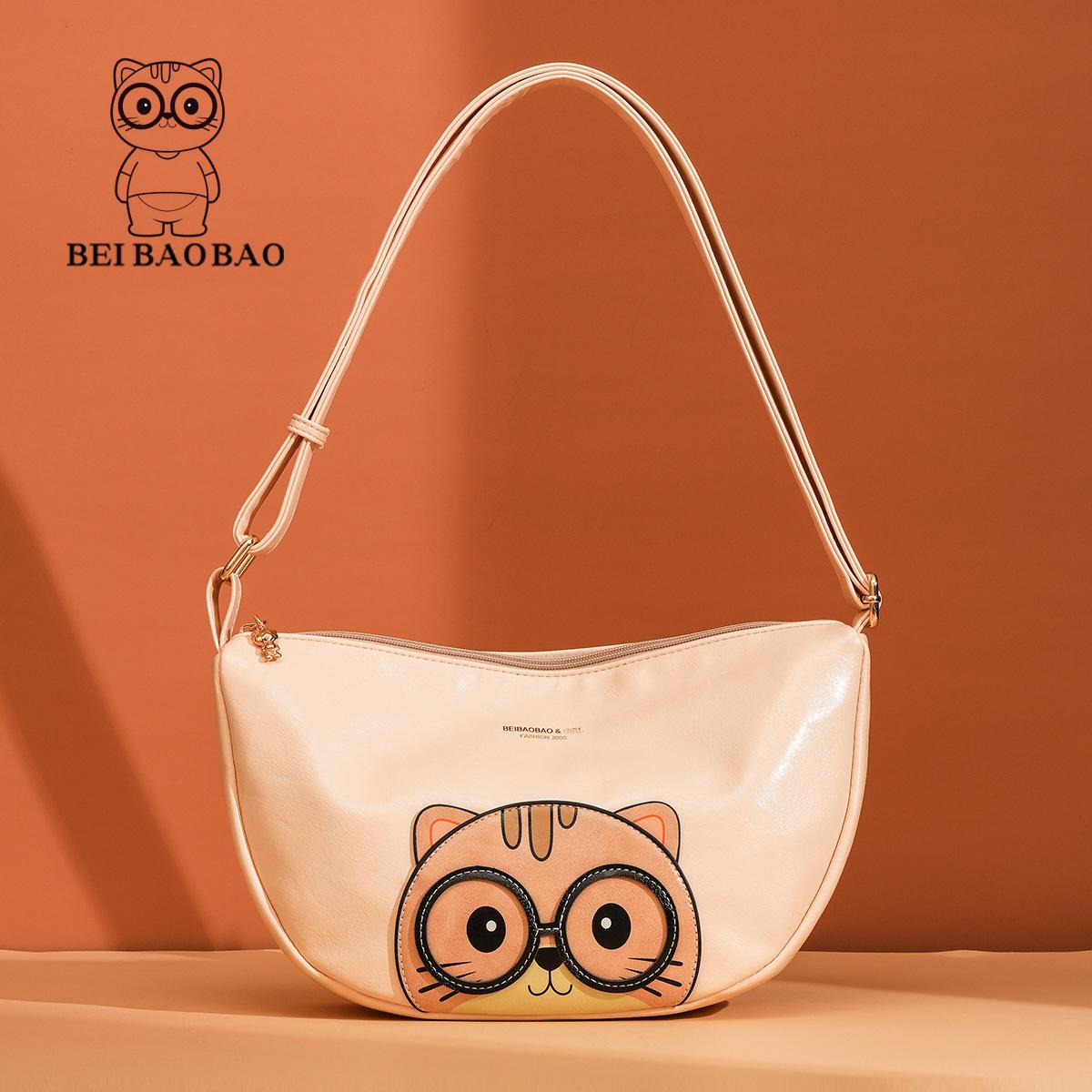

New Retro Cute Cartoon Women s Bag Solid Color Large Capacity Single Shoulder Crossbody Bag Women s Bag бежевий