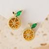 1 Pair of Simple Fashion Copper-Inlaid Cubic Synthetic Zirconia Orange-Shaped Stud Earrings, Chic Fruit Design Earrings