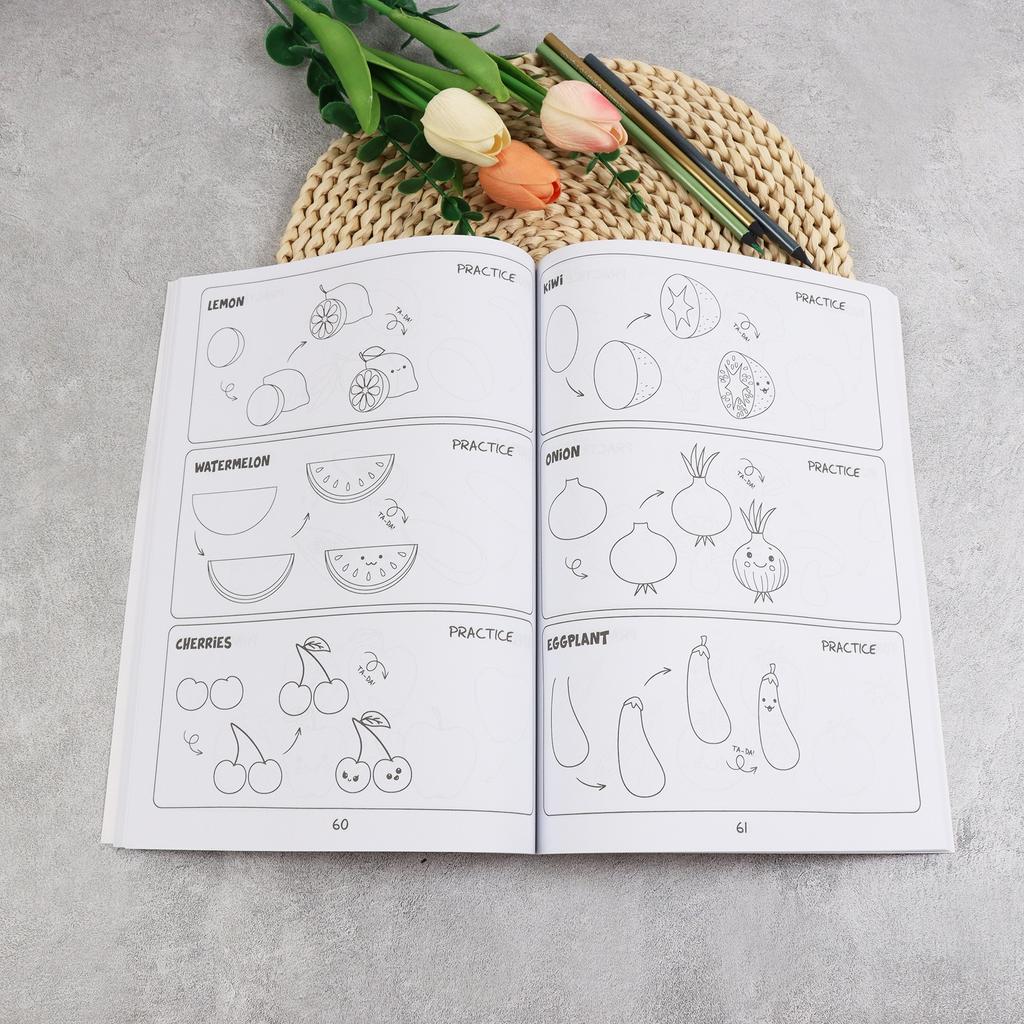 300 Cute Step-by-Step Simple Drawings Book - How To Draw Anything for Painting Enthusiasts - Includes Animals Food & Gifts