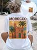 Sonne Salz Sand Grafik T-Shirt Sommer Strandurlaub T-Shirt Tropischer Palmenabdruck Oberteil Lässig Kurzarm Mode Streetwear