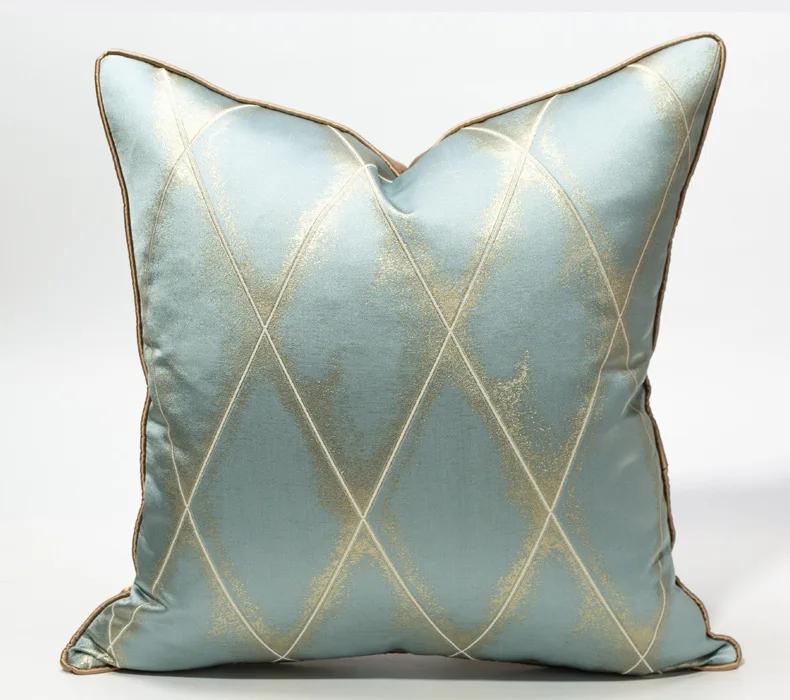 1 PC Light Luxury Cushion Cover High Grade Jacquard Pillowcase 30x50/45x45/50x50CM Champagne Blue Home Hotel Bed Sofa Decoration