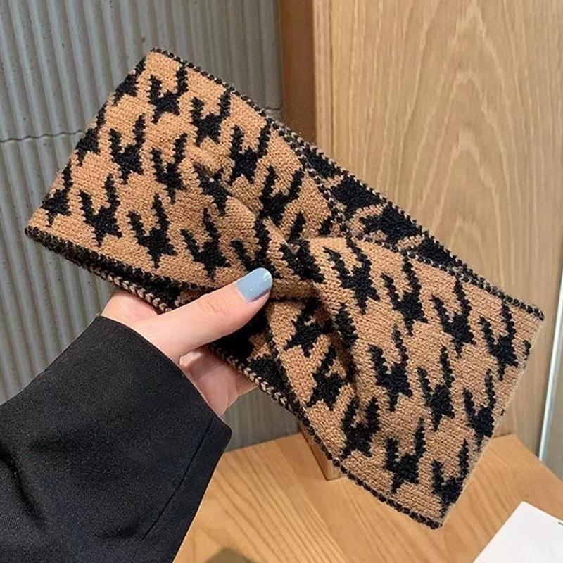 

Узор «гусиная лапка» Женская повязка на голову Аксессуары для волос Для женщин Широкополый стиль Обруч для волос Ободок для волос