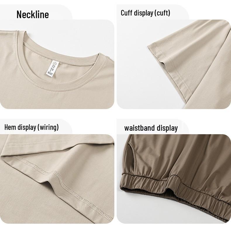 Men's Plus Size Summer Pajamas: Short-Sleeved Pullover, Loose Fit, Outdoor Wear, Thin Cotton Homewear