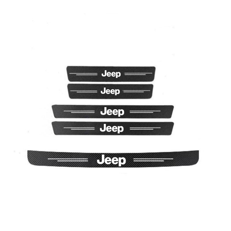 Car Threshold Scuff Plate Carbon Fiber Sill Protector Stickers For Jeep Renegade Wrangler Cherokee Compass Patriot Accessories