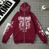 Męska bluza z kapturem na zamek Luźny krój Y2K Dark Academia Streetwear Oversize Pulower Casualowa kurtka