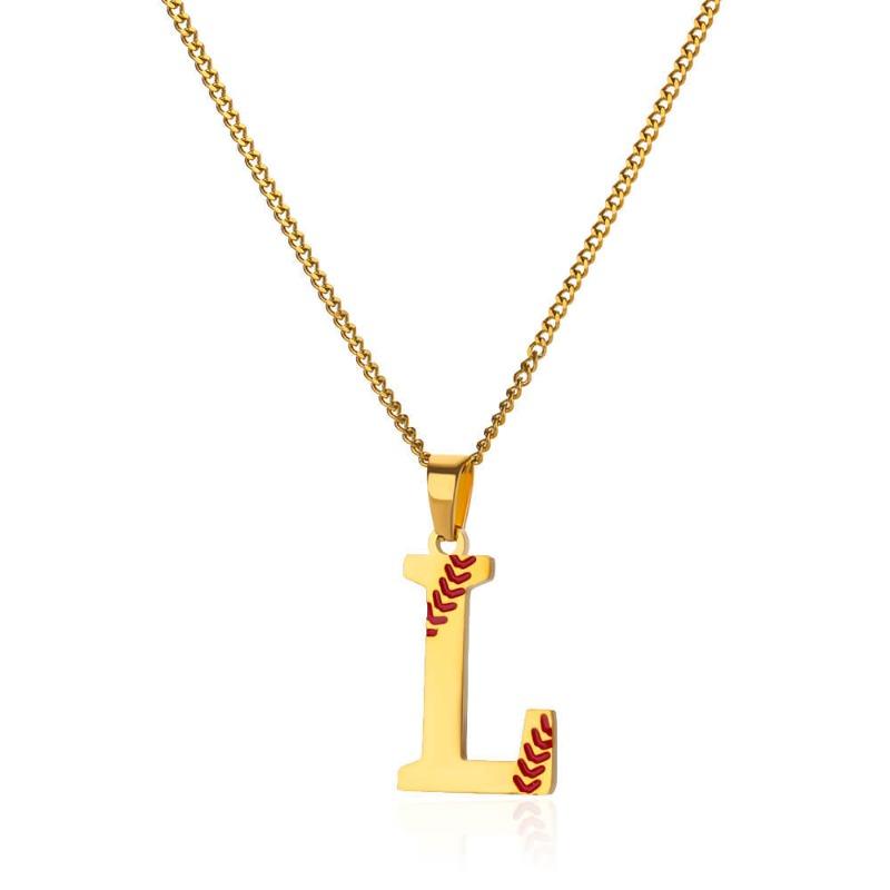 New Design Exquisite Baseball Initials - Letter Necklace Stainless Steel Chain English Pendant