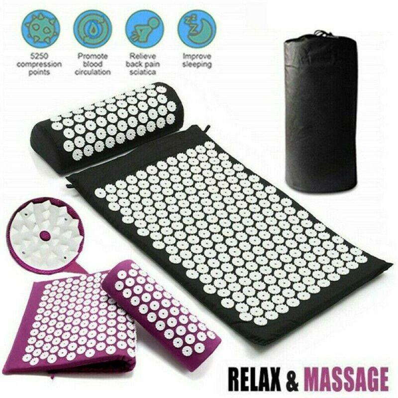 Base Yoga Acupressure Massage Mat  Pillow Spiky Pain Stress Soreness Body Relax
