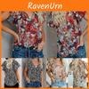 Damen Sommer V-Ausschnitt Kurzarm T-Shirt Mit Schönem Blumenmuster Und Bequemer Passform