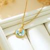 French Retro Enamel Imitation Pearl Pendant Necklace for Women