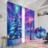2pcs,2D plane printing Pattern Curtains Enchanted Winter Wonderland Christmas Aurora 100% Polyester (without rod) Holiday Use