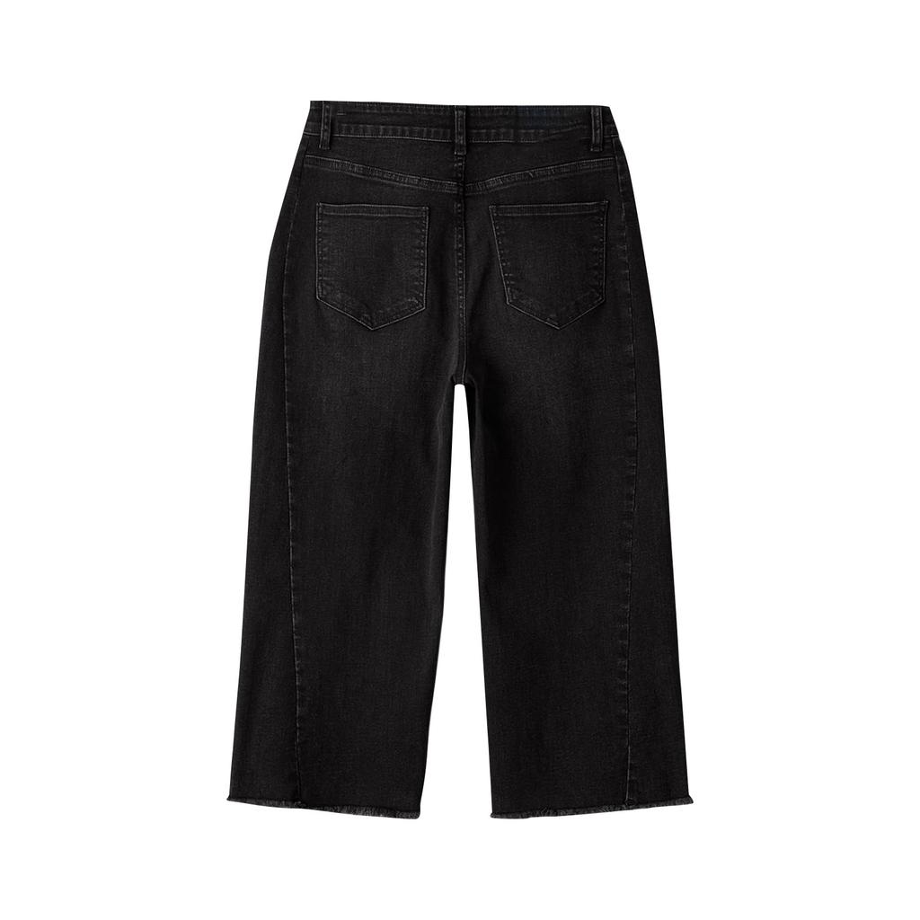 Pantalon Court Mode Taille Haute Classique Polyvalent en Denim pour Femmes