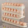 Suport pentru ouă pentru frigider Dispenser automat pentru ouă cu rostogolire Economisire de spațiu Organizator de ouă pe 4 niveluri Suține 30 de ouă pentru frigider Blat de bucătărie