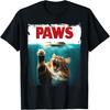 PAWS Parody Cat Mouse Humorous Cat Chasing Mouse Kitten T-Shirt, Small, Black