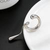 Silver Tone Teardrop Drop Ear Cuff with Chain No Piercing Minimalist Dangle Ear Jewelry for Women