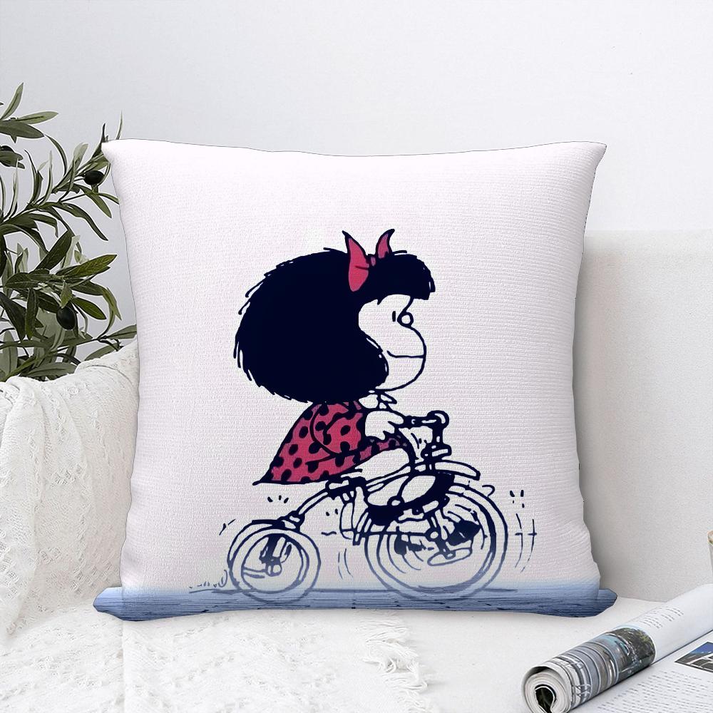Cartoon M-Mafaldas Pillow Case Sofa Decorative Home Double-sided Print Plush Square Throw Pillow Covers Cushion Decor Cover