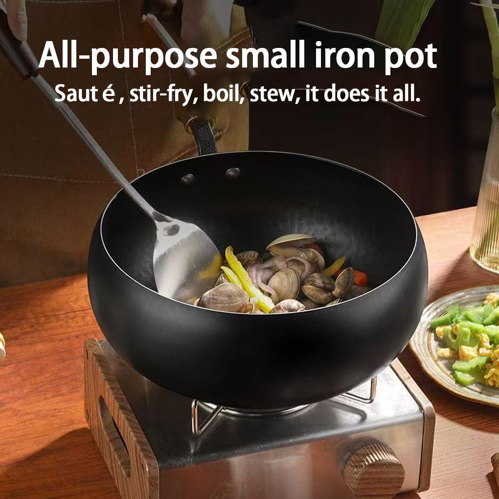 Household Small Flat Bottom Frying Pan Handmade Forging Big Belly Pot Uncoated NON-STICK PANKitchen Gas Stove Universal Pan