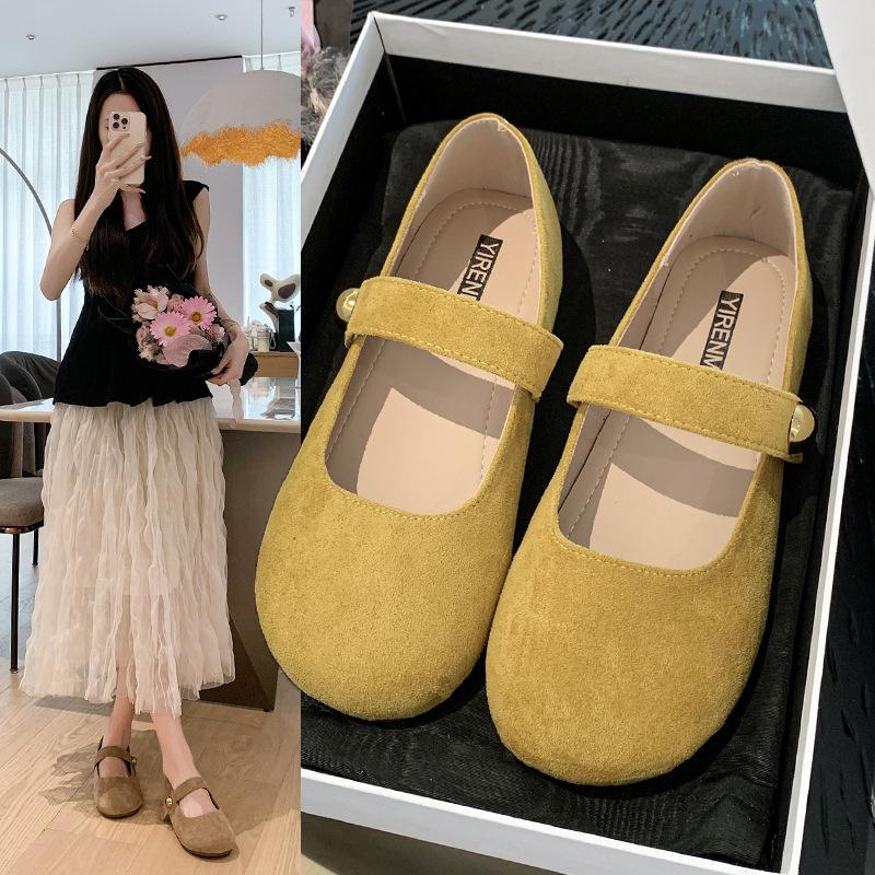 Retro Doudou shoes women's 2025 autumn new one-pedal with skirt mother shoes lightweight soft-soled Mary Jane single shoes