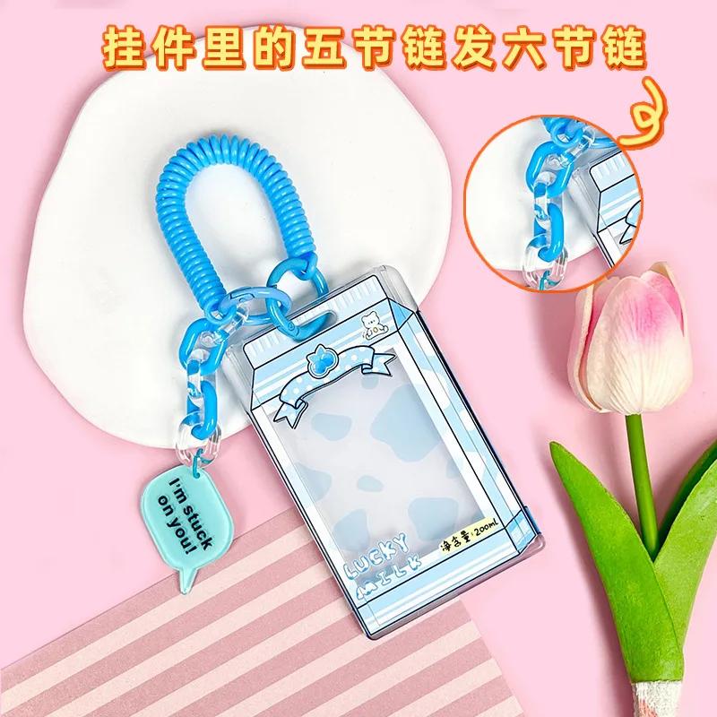 Student Fun Transparent Card Covers Spring Rope Cartoon Meal Card Case Game Cards Protection Covers Lanyard Credit Card Holder