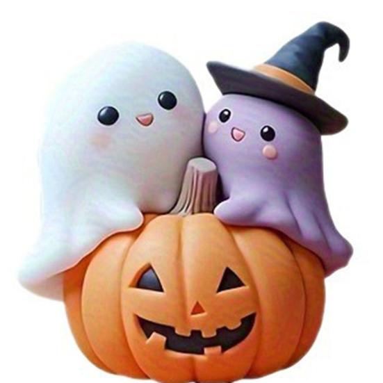 Halloween Pumpkin Ghost Yard Sign Decoration Metal Stake Outdoor Fall Yard Ornament Horror-themed Home Decor