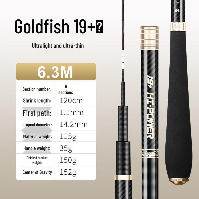 Crucian Carp Carbon Fiber Ultra-light, Ultra-hard 28-tone Fishing Rod Set - 19 Brands Taiwan Rod for Wild Fishing