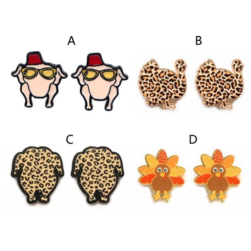 1Pair Thanksgiving Pumpkin Turkey Earrings Chicken Dangle Drop Fashion Jewelry  for Women Girls Birthday Christmas Gifts