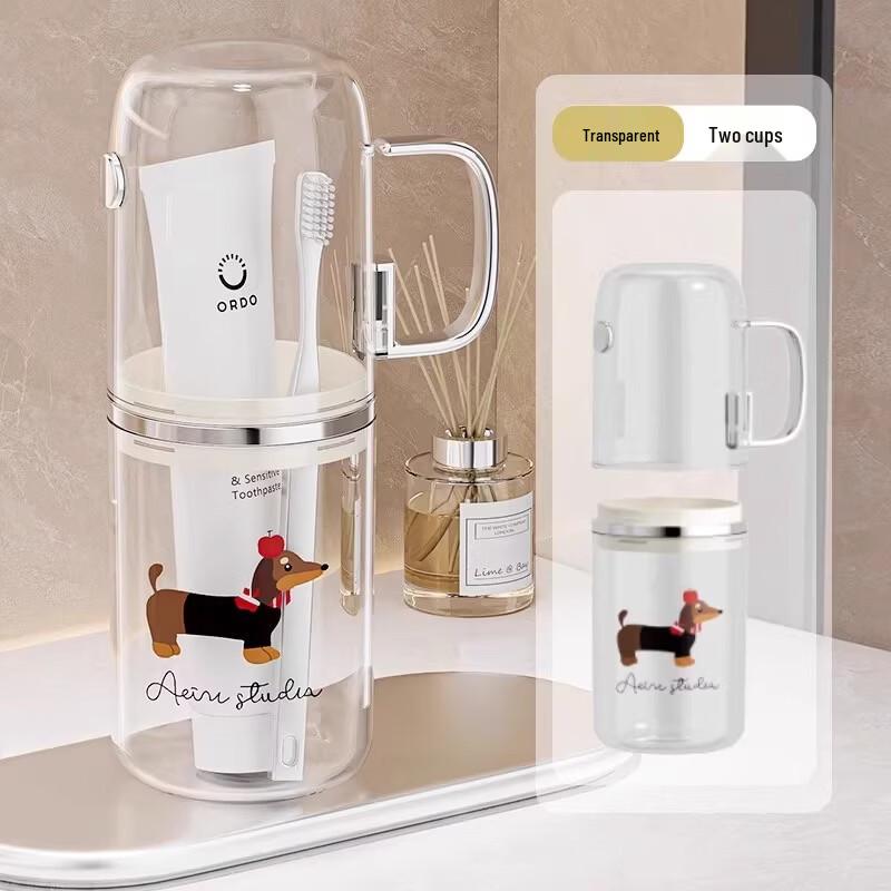 YIXI 3-in-1 Dual-Use Transparent Glass Travel Wash Cup