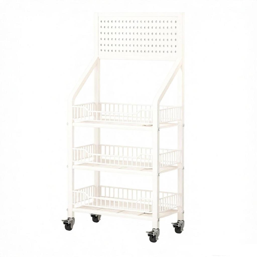 Space-Saving Rolling Cart with Hooks Freestanding Storage Sturdy