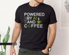 Powered By AI and Coffee Tshirt Male and Female Funny Geek AI Tshirt Coffee Enthusiast Tshirt Humorous Quotes Tshirt