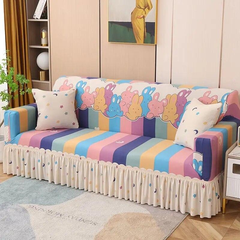 Modern Minimalist Large Skirt Elastic Sofa Cover Full Coverage Sofa Cover Universal Four Seasons AB Edition Sofa Napkin