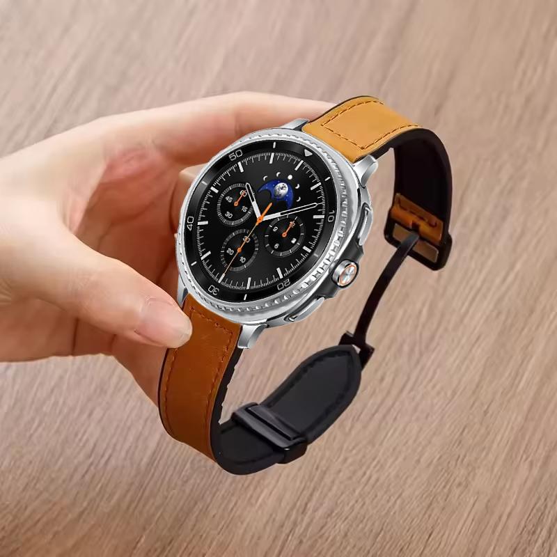 Leather+Silicone Strap for Samsung Galaxy Watch8 44mm 40mm Classic 46mm Magnetic Buckle Wristband for Galaxy Watch Ultra 2025 47mmBelt