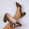 Slip-on Temperament Leopard Print Single Shoes Women Evening Breeze Autumn Simple and Versatile High-heeled Commuter Work Shoes
