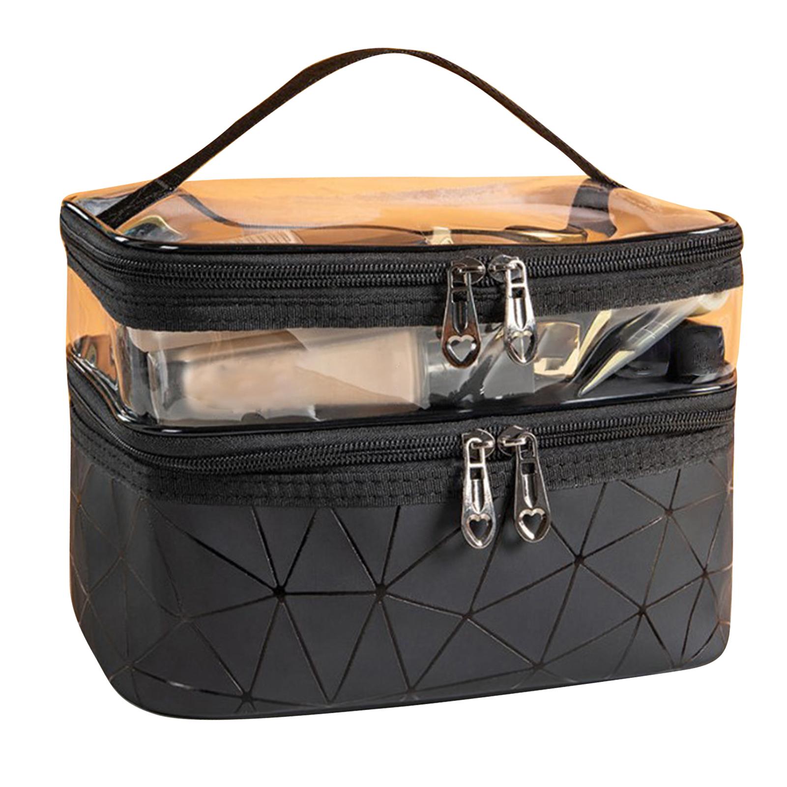 

Косметичка 2-слойная водонепроницаемая портативная ручная дорожная большой вместимости для хранения средств по уходу за кожей