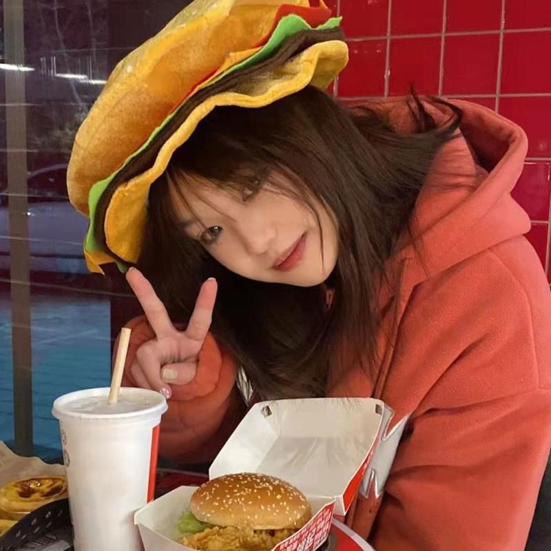 Unique Headgear Cartoon Unique Cheeseburgers Shaped Headgear Fast Food Hamburger Caps Photo Prop for Carnivals Cosplay