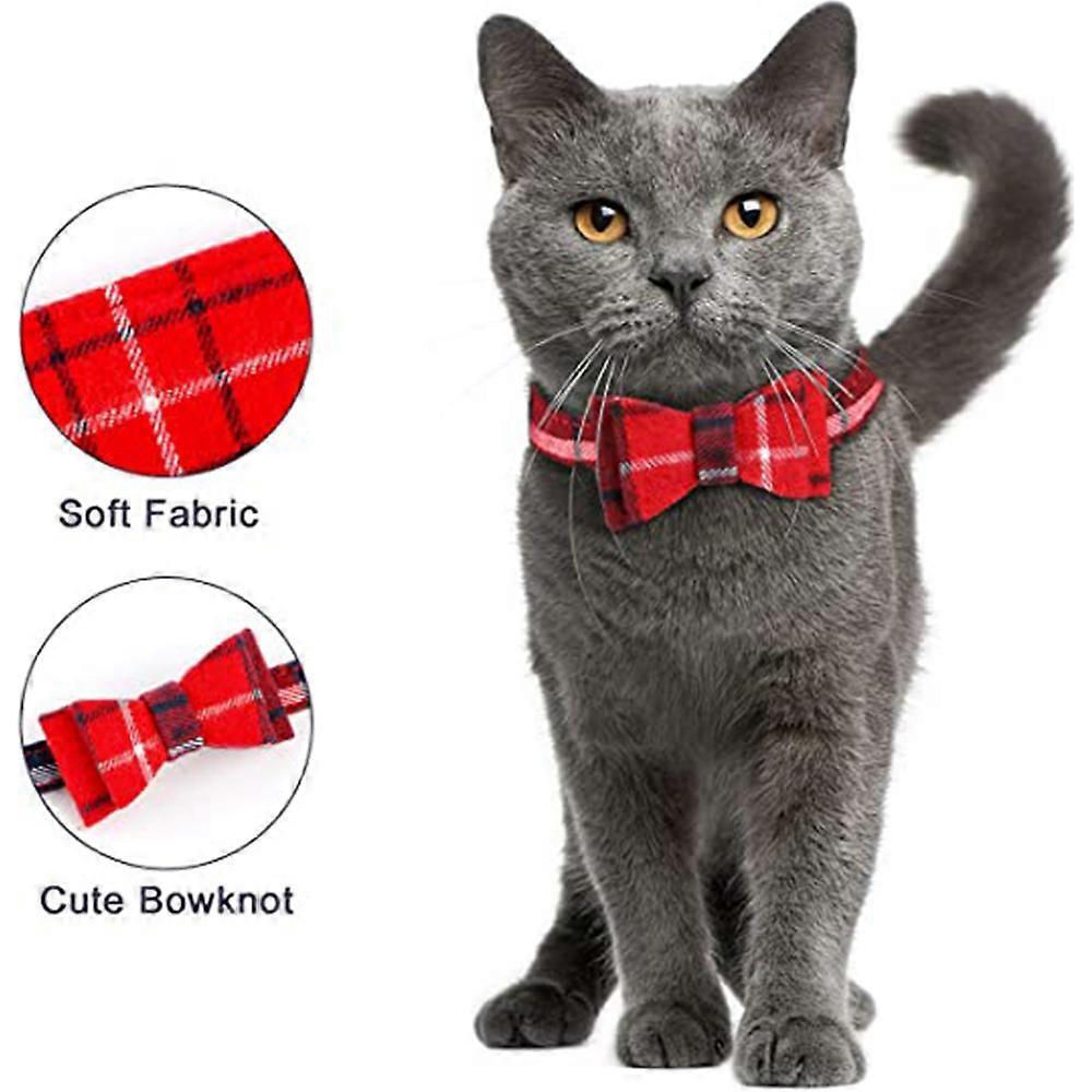 3 Piece Bowtie Dog Collar And Leash Set, Adjustable Plaid Dog Bowtie Collar Set