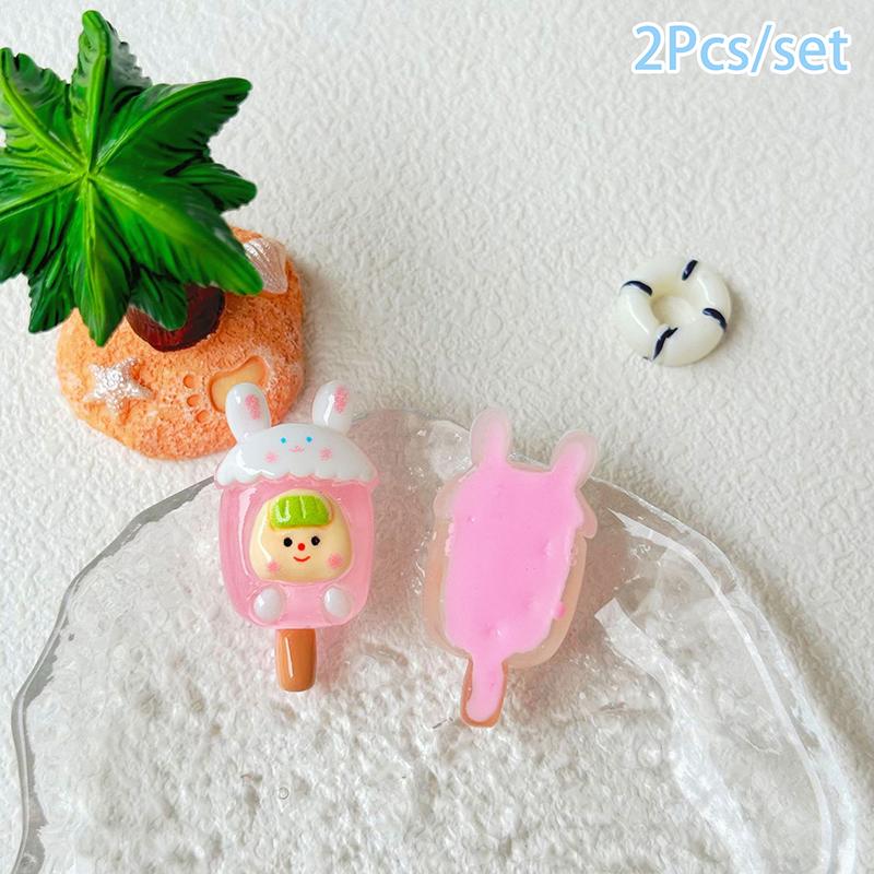 2Pcs Luminous Popsicle Doll Micro Landscape Figure Ornament Outdoor Glowing Miniature Statue Potted Mini Garden Accessories