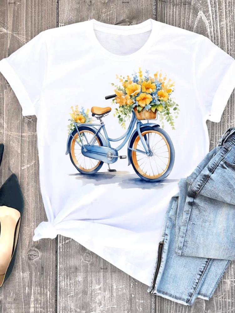 (Asian Size) Trend Style Short Sleeve T-shirts Lady Female Top Printed Fashion Clothing Women Graphic Casual T Shirt Tee