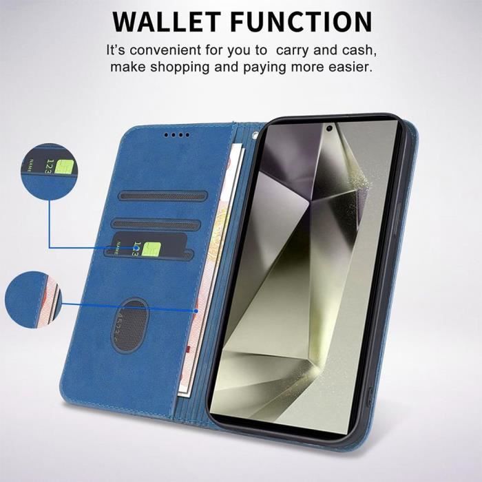 Case - Booling - for Samsung Galaxy S24 Ultra - Scratch Protection - Luxury Synthetic Leather - Navy Blue