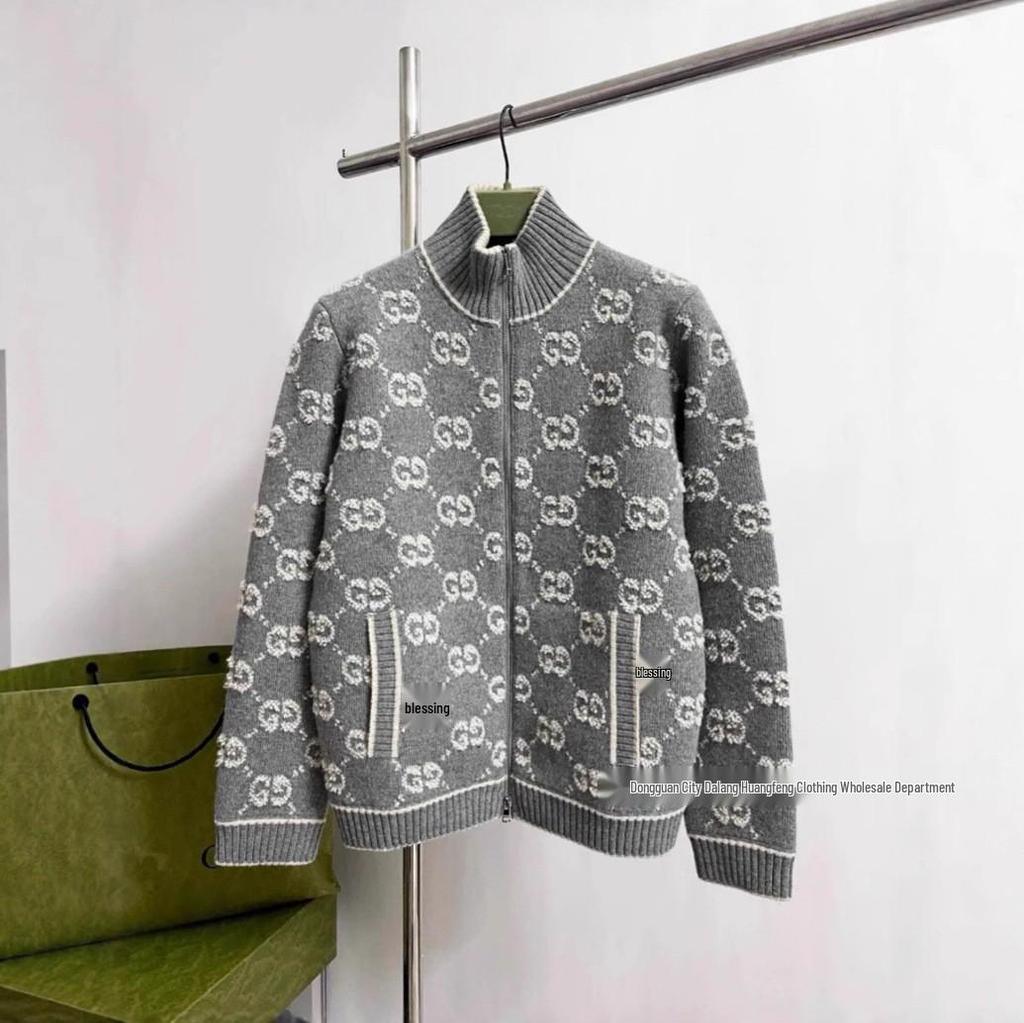 Cardigan in Maglia 3D con Lettere Autunno Inverno: Giacca da Donna a Manica Lunga con Stampa Integrale