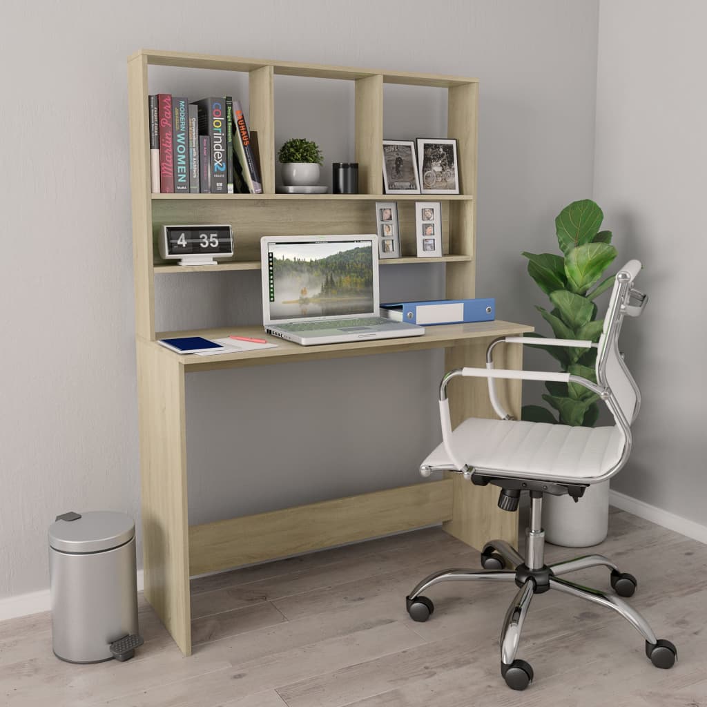 Desk with Shelves Sonoma Oak Finish 110 x 45 x 157 cm