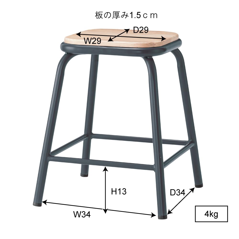 Azumaya-kk Stool, Black, PC-66BK