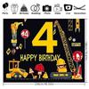 2D Kids Construction 4th Birthday Backdrop - Boys Party Photo Booth Background