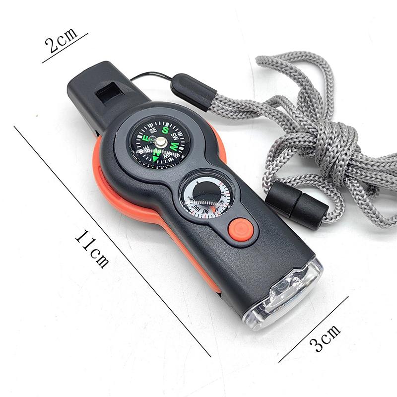 Многофункциональный свисток для выживания 7-в-1 с LED-фонариком, термометром и компасом as the picture
